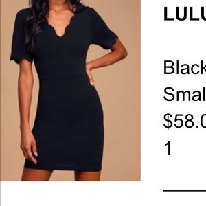 Black scalloped short sleeve dress